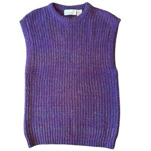 Vintage Cassidy Purple Sleeveless Sweater Vest Silk Angora Lambswool Blend M